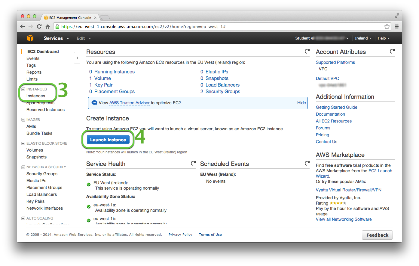 EC2 Page Launch Instance