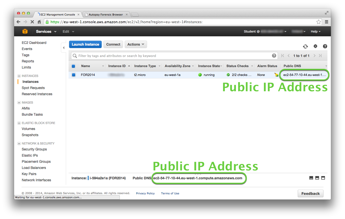 Management Console Instance Page