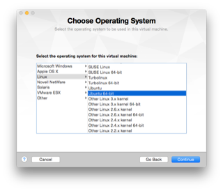 VM Operating System Selection